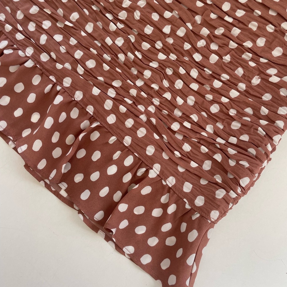 ABERCROMBIE & FITCH Polka Dot Ruffled Brown / White Skirt - XS - Picture 3 of 8